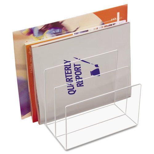 Kantek KTKAD45 Clear Acrylic Desk File Three Sections 8&#034; x 6-1/2&#034; x 7-1/2&#034; in Cl