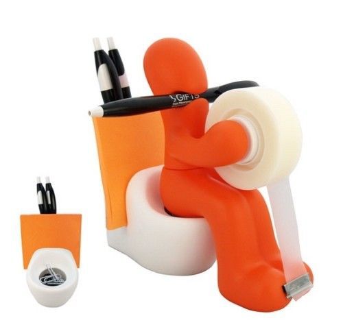 Butt station orange desk accessory pen tape holder for sale