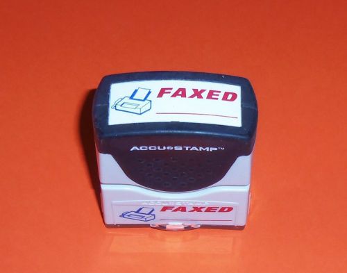 ACCU STAMP PRE-INKED FAXED STAMP W/FAX MACHINE +COVER HOME OFFICE US SELLER GC