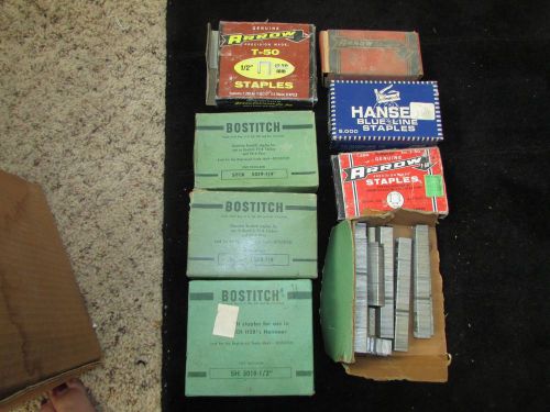 Vintage asstd lotof 8 bostitch staples 5000 count box of  5019 1/2&#034;  made in usa for sale