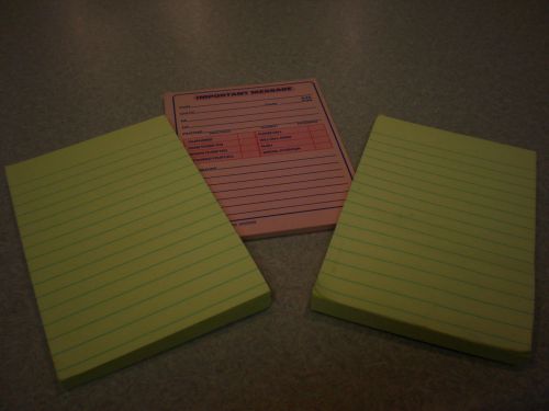 LOT OF 2 3M LARGE Post it Notes &amp; 1 OFFICE MESSAGE PAD