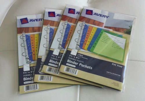 Avery 5 1/2&#034; X 8 1/2&#034; Durable Plastic Binder Pockets Assorted Colors