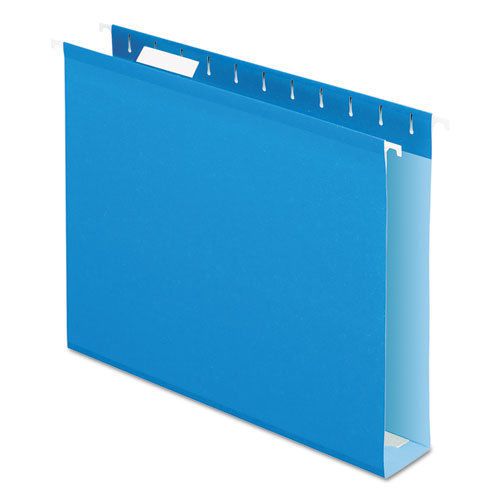 Reinforced 2&#034; Extra Capacity Hanging Folders, Letter, Blue, 25/Box