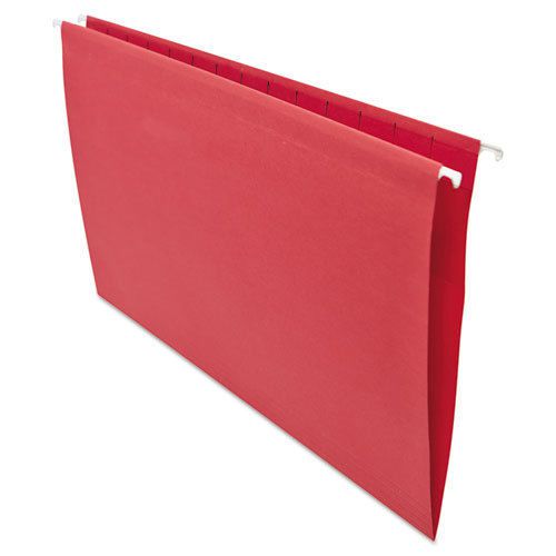 Hanging file folders, 1/5 tab, 11 point stock, legal, red, 25/box for sale