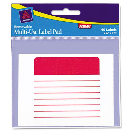Avery Removable Label Pads, 2-5/8 X 2-5/8, White, 40/Pack