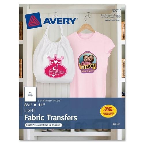 Avery Iron-on Transfer Paper - Letter -8.5&#034;x11&#034; - Matte - 6/Pk - Clear