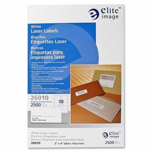 Elite Image Laser Labels, Shipping, 2&#034;x4&#034;, 2500/PK, White (ELI26010)
