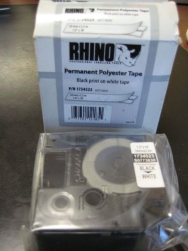 New Rhino Dymo 1734523 Permanent Polyester Tape Black Print on White Tape