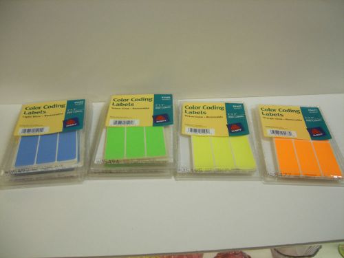 Lot of 6 Avery Color Coding Labels 1&#034; x 3&#034; Green Orange Yellow Glow LIght Blue