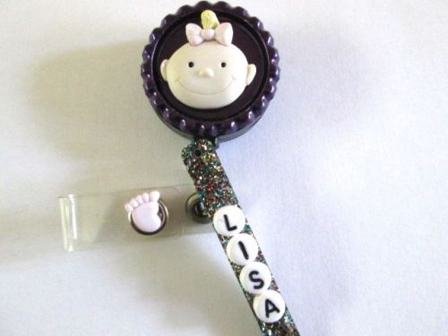 BABY FACE ID BADGE REEL HOLDER PERSONALIZED MEDICAL,,NURSE,OFFICE,HOSPITAL,ICU