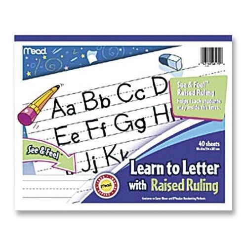 Mead Writing Tablet, Raised Ruling, Dotted Lines, 8&#034;x10&#034;, White Set of 3
