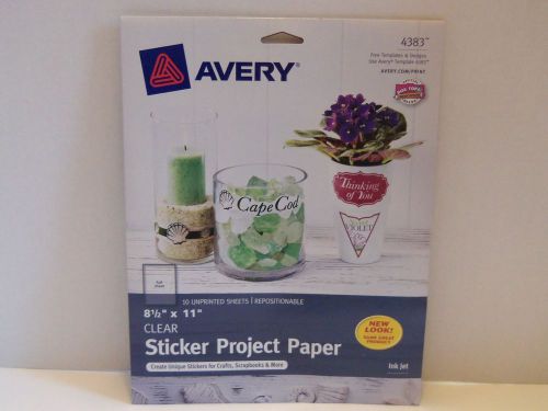 NEW Avery 8 1/2 x 11 Clear Sticker Project Paper 4383 - 10 Sheets