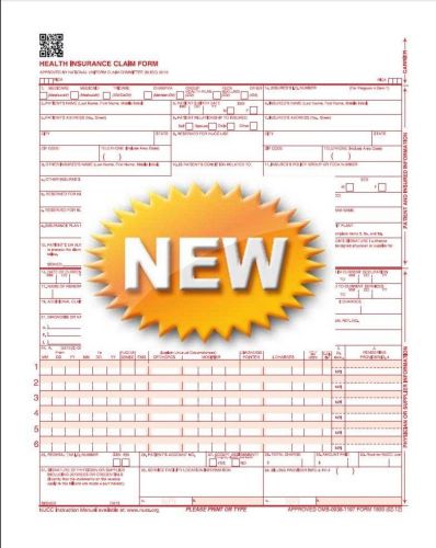 NEW HCFA CMS 1500 HEALTH INSURANCE CLAIM FORMS 25 SHEETS Version 02/12