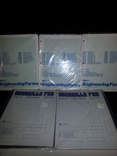 National Brand Engineering Forms Paper 8 1/2&#034; x 11&#034; Lot of 3 Quadrille Pad Lot 2