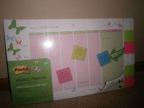 3m post-it weekly planner with post-it super sticky notes pink green white for sale