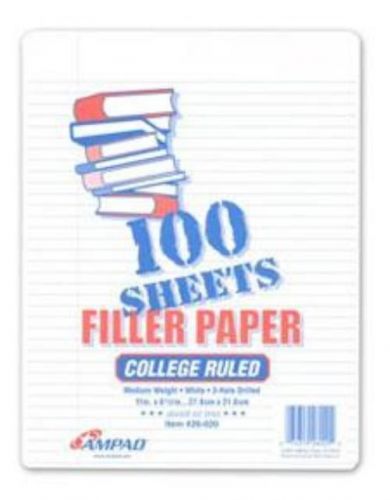 Ampad Filler Paper 8-1/2&#039;&#039; x 11&#039;&#039; White College Rule 100 Sheets