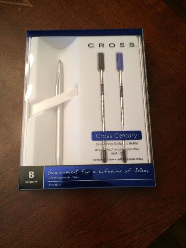 BNIB Cross Classic Century Ballpoint Pen, Satin Chrome, With 2 Free Refills