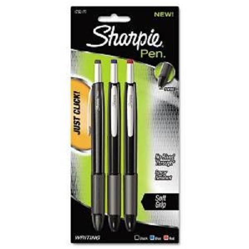 SHARPIE FINE POINT PENS RETRACTABLE BLACK BLUE RED SET OF 3 NEW 1753177