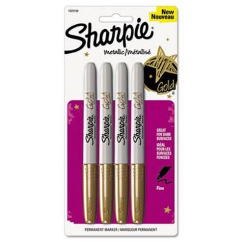 Sharpie 1829198 Metallic Fine Point Permanent Marker  Gold  4-Pack