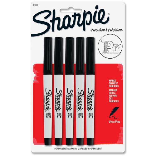 Sharpie Permanent Markers Pens Ultra Fine Pt Black 5pk