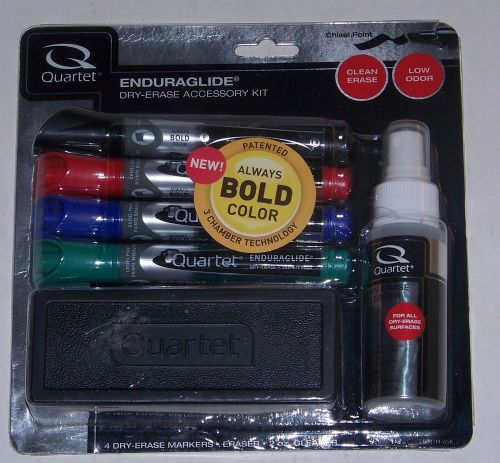 Quartet Enduraglide Dry Erase Markers, Eraser &amp; Cleaner Accessory Kit, Brand New