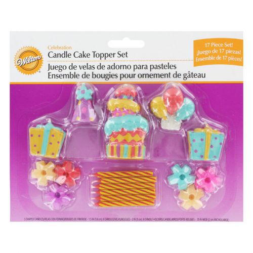Wilton candle cake topper set, celebration, 17 piece se for sale