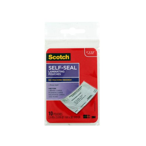 Scotch Self-Sealing Laminating Pouches, Business Card Size, Clear (S851-10G)