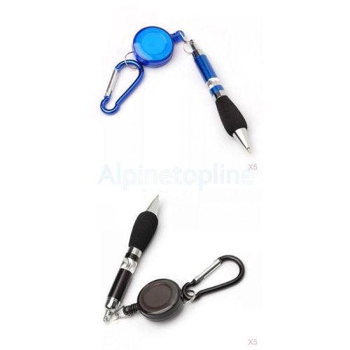 10pcs Retractable Pen Belt Clip Carabiner Keyring Stationary Nurse Blue+Black
