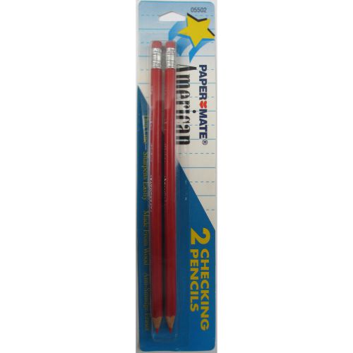 12 PACKS  PAPERMATE WOOD PENCILS AMERICAN CHECKKING RED NEW MADE IN USA