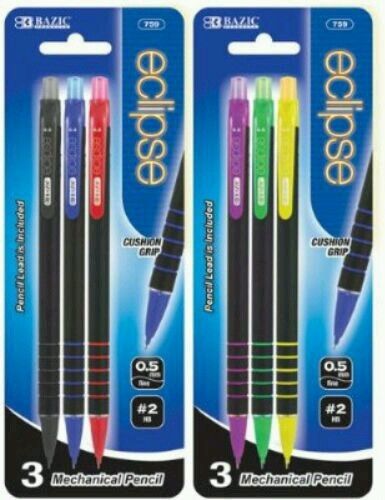 BAZIC Eclipse 0.5 mm #2 HB Mechanical Pencil 3pc. Color may vary