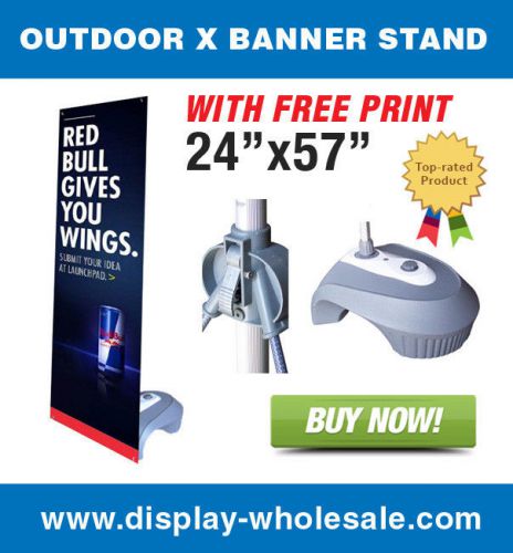 Outdoor X Banner Stand + 24&#034; X 57&#034; Print