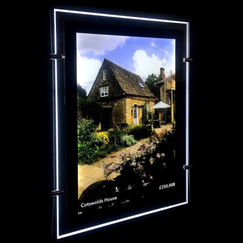 A3 Magnetic LED Window Light Pocket Panel Estate Agent Display Single S Portrait