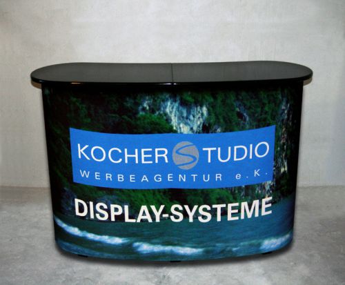 Pop-up theke gebogen in aluminiumausfuhrung, messetresen, counter, promoter for sale