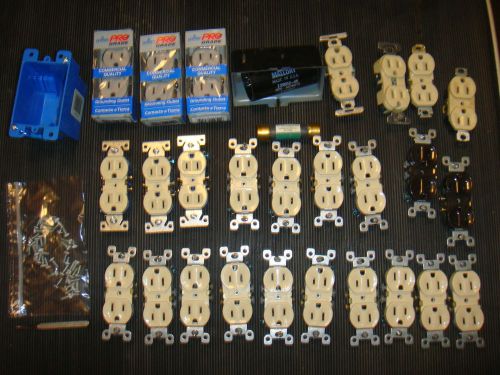 Electrician LOT 25+ electric grounding outlet LEVITON EAGLE PAULDING Mallory