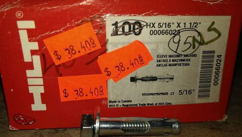 Hilti concrete sleeve anchor 5/16 x 1 1/2 box of 95 for sale