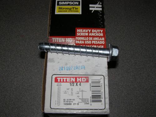 New simpson strong tie titen hd 1/2 x 4 thd50400h box of 20 heavy duty anchor for sale