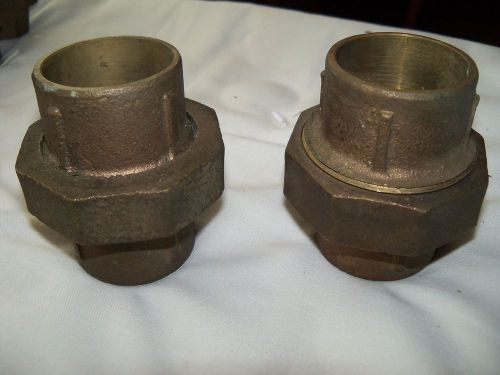 2 Large Brass Union fittings  1 1/2&#034;&#039;