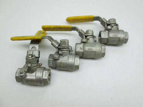 LOT 4 FNW STAINLESS 2000WOG CF8M 3/8IN NPT THREADED BALL VALVE D388069