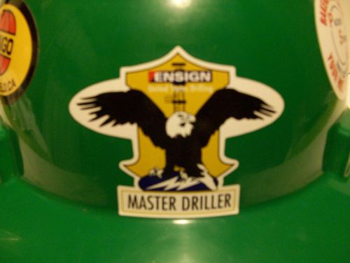 New Custom MASTER DRILLER  MSA V Gard Full Brim Hard Hat W/Fas-Trac Ratchet