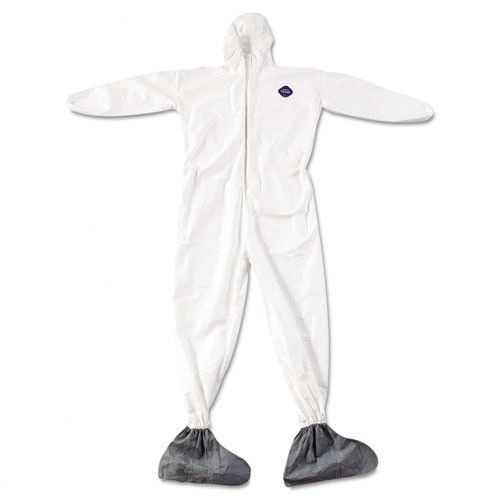 Dupont tyvek hooded elastic-cuff coverall with attached boots set of 25 for sale