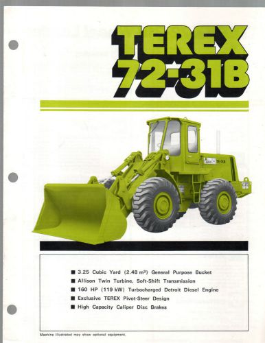 1982 TEREX 72-31B PAY LOADER TRACTOR CONSTRUCTION EQUIPMENT BROCHURE CATALOG