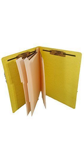 Classification File Folder, 3 Dividers,Letter Size, Yellow, 10 Per Set