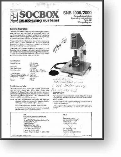 SOCBOX SNB1000 / 2000 Numbering Machine Manual