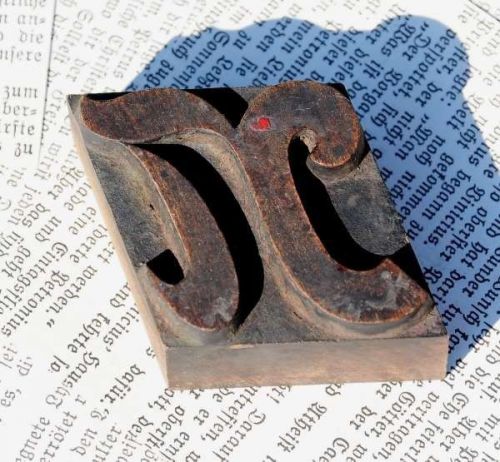 N fancy letter old wooden letterpress printing block wood type antique character