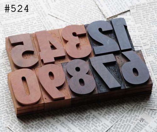 0-9 numbers letterpress wood printing blocks type woodtype wooden number Vintage