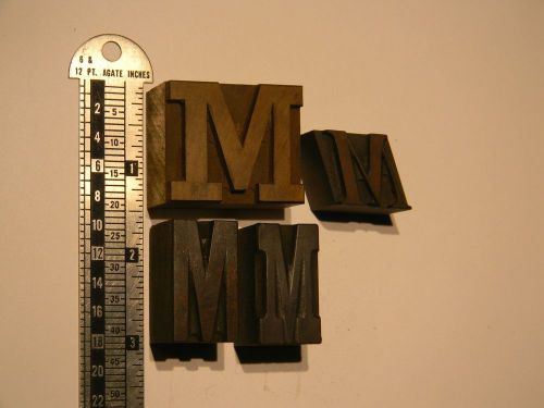 Lot of 4 Antique Letterpress wood type Letter M printing blocks pinterest crafts