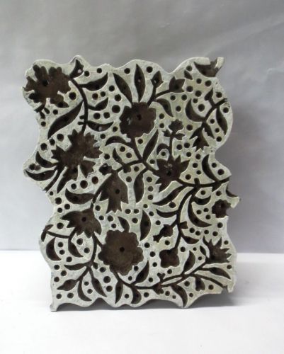 Vintage wood hand carved fabric paper printing block stamp wallpaper design 251 for sale