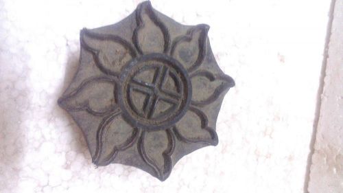 Old hand carved wooden big blossom shape textile printing block with handle for sale