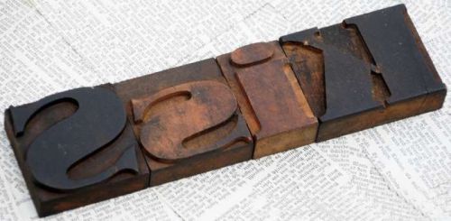 &#034;KISS&#034; rare wood type woodtype font letterpress printing blocks wonderful patina