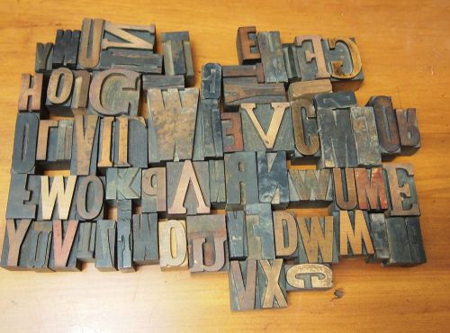 Vintage lot of 68  wood Letterpress Type Letters collage  alphabet Mixed variey